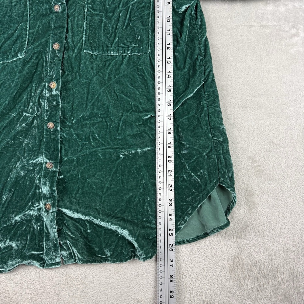 Anthropologie Pilcro Green‎ Velvet Hadley Shirt Top Womes L Relaxed Button Boho - Picture 9 of 11